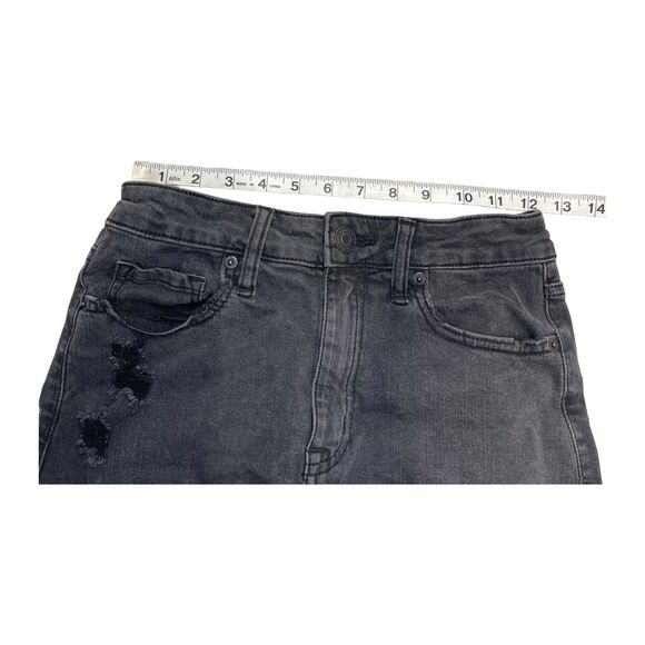 Aeropostale Straight & Pencil Skirt Women's 0 Black Denim Stretch Distressed - Picture 5 of 7